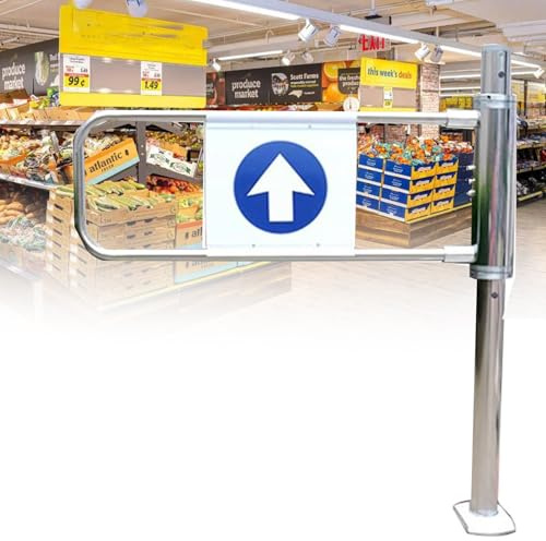 supermarket Swing Gate,Automatic Rebound Swing Gate with Spring,1-Way Swing Entrance Door, Manual 90° Open Pedestrian Gate for Supermarket, Factory Aisle, Park Aisle,RightDoor-90x103cm,Righ