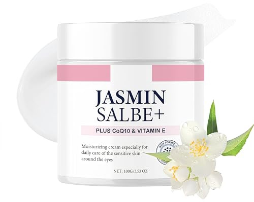 Jasmin Salbe Augen - Augencreme Gegen Falten und Augenringe Entfernen - Jasminsalbe Gegen Augenringe Schlupflider, Flaten, Tränensäcke & Schwellungen - Under Eye Cream mit Collagen
