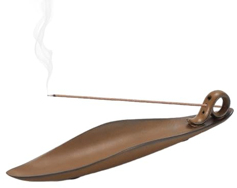 SSKHE Soporte de incienso de 9 pulgadas de longitud, quemador de incienso con 3 agujeros de cerámica para accesorios de decoración del hogar, sala de meditación, yoga, hogar, oficina