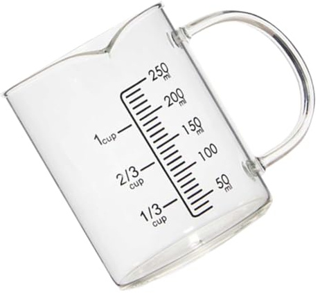 NIYANGLE Verre Doseur avec Bec Verseur Tasse à Mesurer Verre Transparent pour Lait Jus Café et Thé Base Stable pour Cuisine et Cadeaux