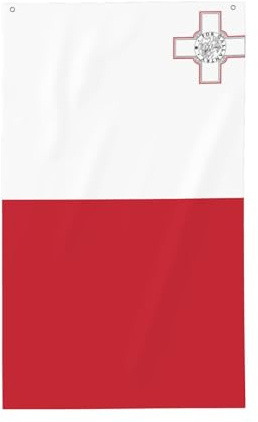 Bandiera di Malta. Bandiera decorativa per esterni, 0,9 x 1,5 m, bandiera verticale in poliestere