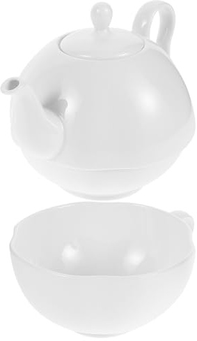 HOODANCOS Service à Thé Anglais Vintage Ensemble Théière Et Tasse En Porcelaine Fine Blanche Théière Petite Bouilloire Résistante à La Chaleur Pour Dégustation Individuelle Et Pause Thé Maison Coffret