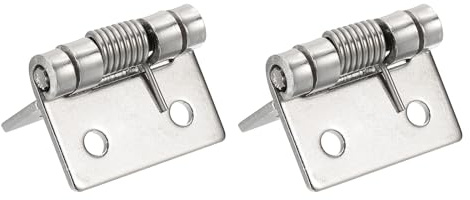 QUARKZMAN 2 Piezas De Bisagras Con Resorte De 1 Pulgada De Longitud | Acero Inoxidable Resorte De Autoapertura Pequeñas Bisagras Para Puertas De Gabinete Caja DIY Herrajes Plateado