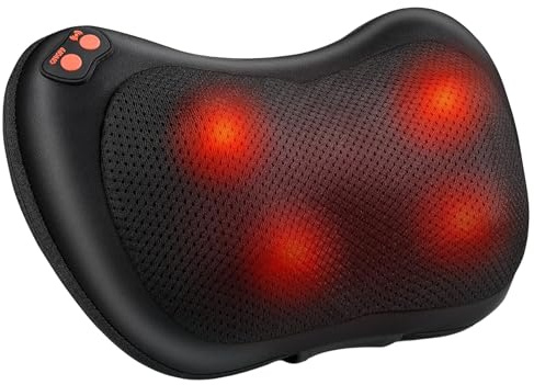 Witali Shiatsu Massagekissen mit ComfortHeat, elektronisches Nacken- Rückenmassagegerät mit Wärmefunktion, 4 rotierende Massageköpfe, für Nacken, Rücken, Schultern & Beine