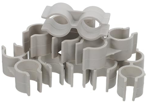 GLEAVI Clip de Raccordement Double Tuyau 20 Pièces, Pince en Plastique Beige Clair, Diamètre Intérieur 20 Mm, Accessoire de Fixation pour Balai et Pelle, Collier de Serrage Polyvalent