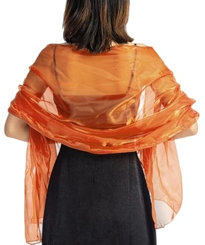 KIJSKKOPO Sciarpe E Stole in Chiffon per Abito da Sera da Donna, Sciarpa Leggera E Trasparente Scintillante, Stola in Organza Setosa, Elegante Bolero Coprispalle per Feste, Balli, Cocktail E Ma