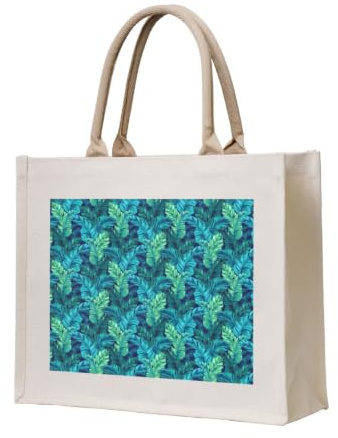 ERCgad Bolsa de mano unisex con estampado de hojas de palma tropicales, grande, reutilizable, ligera, para compras, viajes, oficina, trabajo, fin de semana