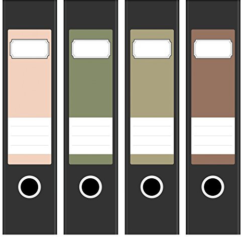 Ordneretiketten | 4 Aufkleber für breite Akten-Ordner | Farben-Mix Vintage 2 | selbstklebende Design Akten-Etiketten | Deko Sticker für Rückenschilder Ordnerrücken | zum Beschreiben