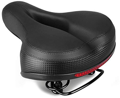 TentHome Fahrradsattel Bequem Sattel Fahrrad Gepolstert Cityradsättel Hohl Fahrradsitz gefedert Tourensattel mit Reflektierendem Streifen MTB Rennrad für Damen Herren Schwarz