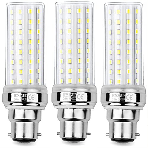 HZSANUE LED Lampadina Mais 20W, B22 Lampadina Baionetta, 6000K Bianco Freddo, 2200LM, 150W Lampadine Incandescenza Equivalenti, Non Dimmerabile, Confezione da 3