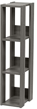 Iris Ohyama, Etagère en Bois de Rangement, Meuble de Rangement à 4 Niveaux, Étagère Verticale Ajustable, Solide, Montage Facile, Salon, Entrée, Chambre, Bureau, OWR-200, Chêne Gris