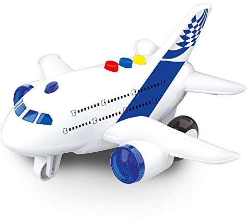 BABY CHALLENGE - Aereo a Lungo Raggio - Veicolo di Trasporto - 021170-1/400 - Pronto a Correre - Batterie Incluse - Veicolo a Frizione - Bianco - Sonoro e Luminoso - Plastica - A Partire dai 3 Anni