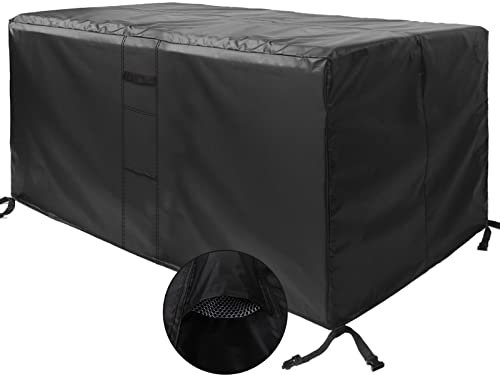 MEEYI Gartenmöbel Abdeckung 350x260x90cm, Abdeckplane Wasserdicht Schwerlast 420D Oxford Gewebe Staubdicht Sofa Abdeckung Wasserdicht für Tisch und Stühle, Schwarz