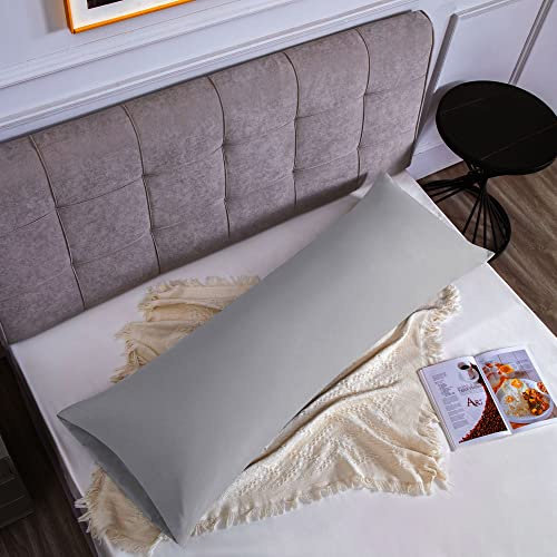 Funda de Almohada 100% Microfibra 50 x 150 cm,Fundas Almohada Extra Suave Hipoalergénicas Transpirable Gris Claro