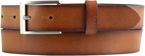 BELTINGER Kinder-Gürtel Vintage-Look 3 cm | Jeans-Gürtel aus Vollrindleder für Jungen 30mm | Mit geschwärzten Kanten | Cognac 60cm