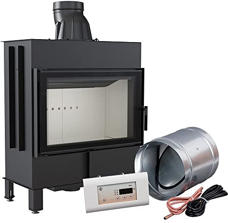 KRATKI Lucy Smart Holzbefeuerter Kamineinsatz Lufteinlass BImSchV 2 konform Stahl Thermotec Auskleidung Glasscheibe linksseitig 14 kw 120,03x85,4 cm Thermischer Wirkungsgrad 81 mit MSK Regler