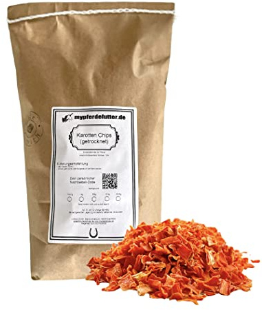 mypferdefutter Karottenchips für Pferde - ohne Zusätze - als Leckerli oder zur Verfeinerung des Futters (500 g)