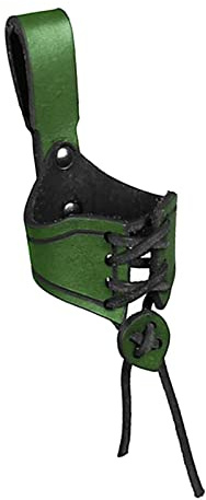 Harilla Horn Shape Cup Mug Holder Leather Ox Horn Cup Sleeve Beer Holster with Buckled Loop Medieval Acces Portable Tankard Hanger Horn Viking Shape Cup, Green
