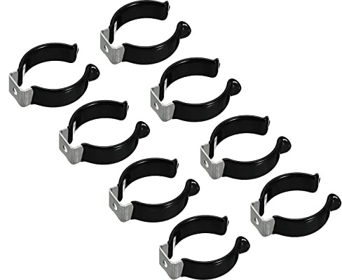 sourcing map T12 U Clips Holder Bracket for LED Light Bulb Mounting Bracket Support Stainless Steel Fluorescent Tube Holder Pipe Clamps Spring Holder Tool Clips, Black Pack of 8