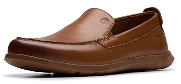 Clarks Collection Men's Flexway Step Moccasin, Light Brown Leather, 12 Medium US