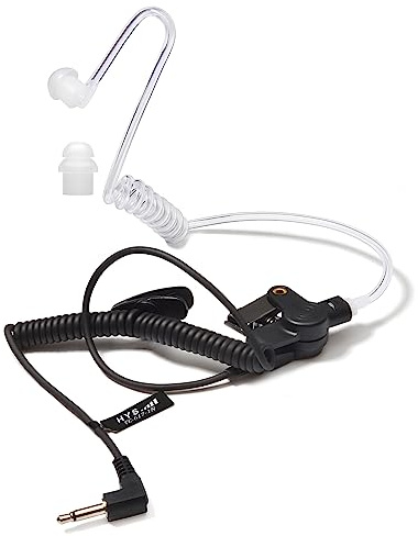 HYS Ohrhörer Schallschlauch 3,5 mm transparent inkl. Halteclip | In-Ear Kopfhörer Security Headset für Funkgerät (1er Set+S, Schwarz)
