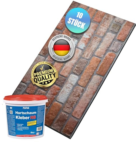 AS Country Stone® Wandverkleidung Steinoptik | 100x50x2 cm | 3D Effekt Wandpaneele Steinoptik für Küche und Wohnzimmer | Innen- und Außenbereich - 3D Wandpaneele | 10 Stück mit Montagekleber |