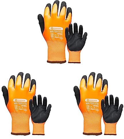 Blackrock Watertite Thermal Insulated Fully Waterproof Latex Safety Work Gloves, Sandy Latex Palm Dry Wet Grip, Mens Womens,For Construction,Highway, Gardening,Agriculture,Freezer Storage XL,Pack of 3