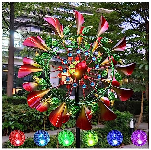 Solar Windrad Garten, 210 cm Windspiele FüR Den Garten, Edelstahl Kugellager Magische WindmüHle Aus Metall Groß, FüR Terrasse Und Garten