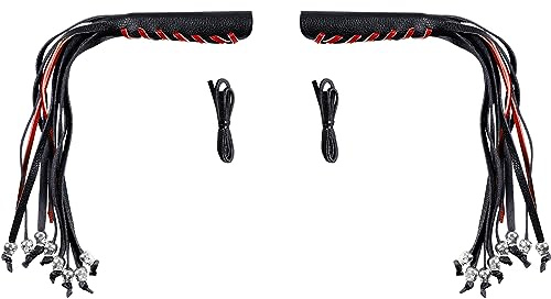 2 PCS Faux Leather Motorcycle Lever Covers With Fringes, Brake Clutch Grip Tassels, Handlebar Handle Grip Covers, Fringed Wraps With Skulls