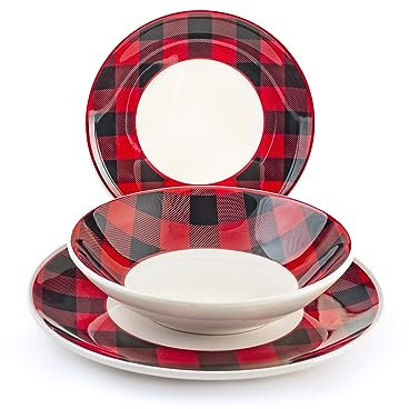 H&H Scotland Servizio Tavola, 18 Piatti, in Stoneware, Natale, Festività