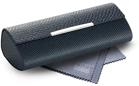 FEFI - Elegantes Hardcase Brillenetui im Schlangenleder-Design mit Chrome-Zierleiste