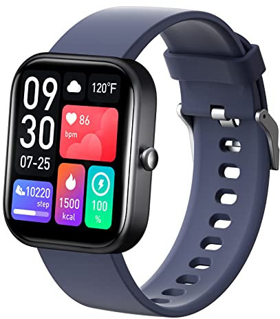 Smartwatch Herren Damen Fitnessuhr Sportuhr 2-Zoll-Touchscreen Bluetooth-Anrufe Runmefit OS Ursprüngliches Ökosystem 10 Tage Lange Akkulaufzeit 100 Sportmodi für IOS Android Blau