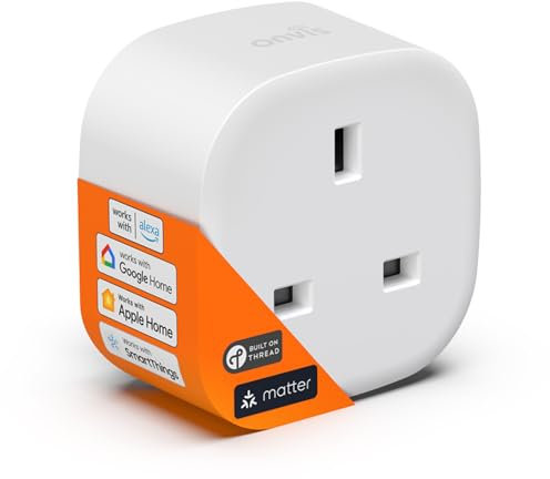 Onvis Matter Smart Plug, Thread Socket Works with Apple Home, Alexa, Google Home, SmartThings, Remote Control & Automate Appliances, Schedule & Timer, Fast Responsive, Extend Thread network (1 Pack)