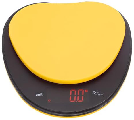 uxcell Digital Kitchen Scale 5kg/0.1g Heart Shaped Mini Portable Electronic Scales with LCD Display for Cooking Baking, Yellow