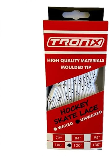 TronX Cordones para patines de hockey sobre hielo, 3/8 pulgadas de ancho, no encerado (blanco, 305 cm)
