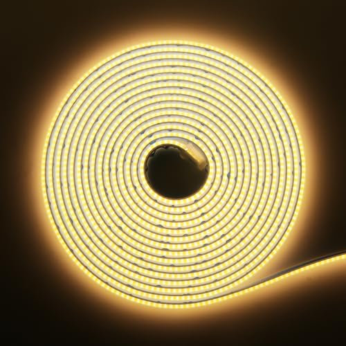 KISUFU Tira de LED COB 220V, Alto brillo Impermeable IP65, 288 LEDs/m Tira de LED COB, Cada Corte de 50cm LED Strip Light para Interior Exterior.