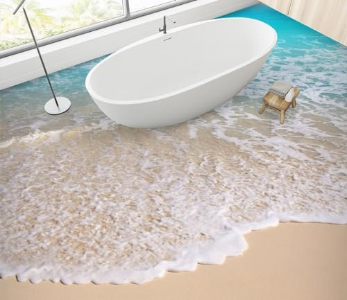 Benutzerdefinierte Boden Wasserdichte Stereo-Aufkleber 3D Strand Meer,250 * 175cm 3D-Bodenfliesen Aufkleber Bodenbelag Tapete Wandbild PVC Wasserdicht selbstklebende Tapete Wohnkultur