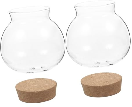 LIFKOME Tarros De Cristal Redondos 500 Ml Con Tapa De Corcho, Frascos Sellados De Vidrio Resistentes, Para Almacenar Alimentos y Té En Cocina, Pack De 2 Unidades