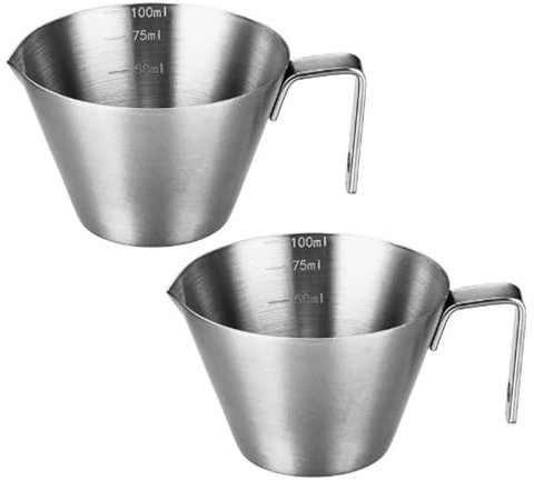 Palmcee Espresso Cups, 2 Pack Stainless Steel Espresso Measuring Cup with Scale Marking & Eagle Mouth, 100ML Espresso Pouring Cup Barista Coffee Accessories