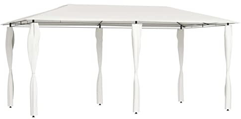 ARKEM Pavillon mit Pfostenabdeckungen 3x6x2,6 m Creme 160 g/m² Moskitonetz Garten TerrassenüBerdachung Freistehend
