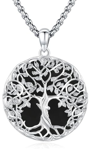 Eusense Livets träd halsband örhängen silver 925 livets träd hängsmycke present smycken för kvinnor flickor, Sterlingsilver