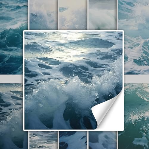 GRAZDesign Fliesenaufkleber Bad & Küche, maritim Meer Wellen Wasser, Klebefliesen selbstklebend - 15x15cm / 10 Stück