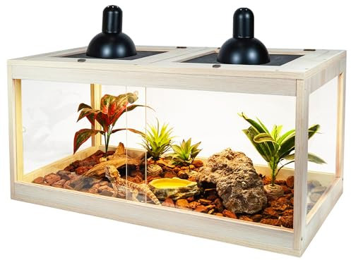 Prolee Reptilien-Terrarium bis zu 280 Liter, Reptilienlebensraum, langlebige Qualität, geeignet für alle Arten von Reptilien, Hamstern, Schlangen, Eichenfarben (32 x 16 x 16 Zoll)