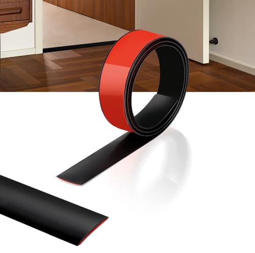 100cm×5cm Bandes de Seuil en PVC, Bandes de Transition de Sol Auto-Adhésives, Bandes de Séparation de Porte de Sol pour Relier Les Sols, Tapis, Espaces Entre Carrelages(Noir)