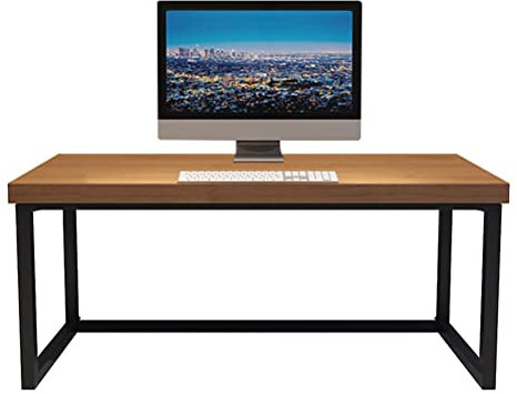Computertisch, Computertisch aus Massivholz für das Homeoffice, langer Tisch aus robustem Naturkiefernholz mit hohen, tragenden Metallbeinen, Breite 1,2–3 m (Größe: 200 x 80 x 75 cm) (220 x 80 x 75 c