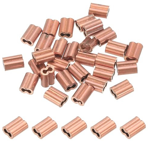 PATIKIL M1.0 (1/25) Manicotto a Crimpare Rame, 25pz Manicotti per Cavo Metallico per Puntale, Fune Metallico e Assortimento Estremità Raggi Cavo