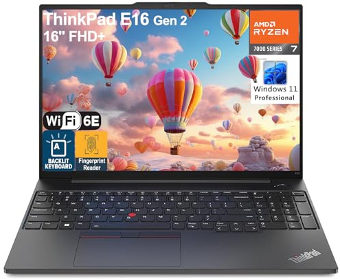 Lenovo ThinkPad E16 16 WUXGA Laptop Computer, 64GB DDR5 RAM, 2TB PCIe SSD, AMD Octa-Core Ryzen 7 7735HS (Beat i7-1355U), WiFi 6E, Backlit KB, Fingerprint, Numeric Keypad, Win 11 Pro, Jet Black