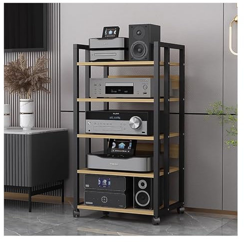 5 Tier Stereo Receiver Cabinet Storage Unit AV Component Media Stand AudioVideo Tower Organize Your Electronics in Style!