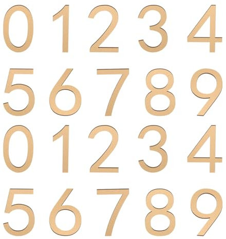 sourcing map 20Pcs Self Adhesive Mailbox Numbers, 2 Acrylic Door Address Sign Stickers, Raised 3D Effect, for Residence, Apartment, Office Room, Mailbox (Number 0-9, Gold Tone)