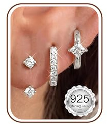 Roheafer Örhängen i 925 sterlingsilver för kvinnor i 18K guld huggie stiftpläterade hypoallergeniska örhängen dam små silverringar stapelbara för flera piercingar, pequeño, Koppar Sterlingsilver